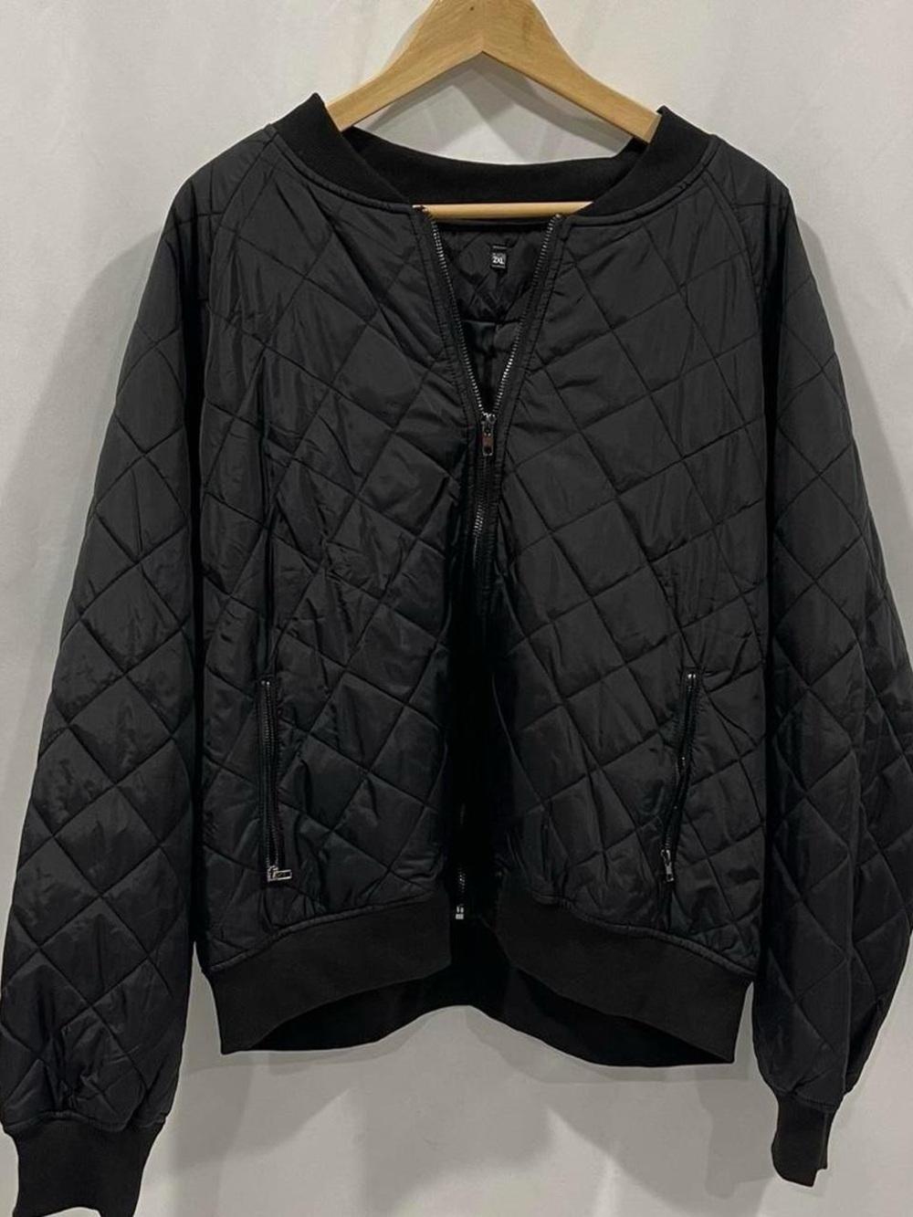 Quilted Black Bomber Jacket - Women